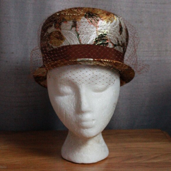 Vintage Unknown Brand Floral & Metallic Accent Hat